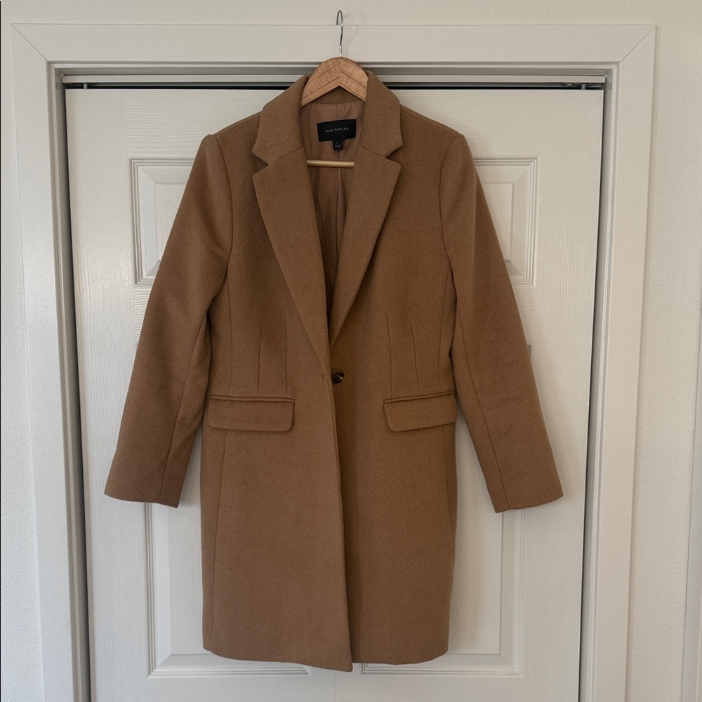 Anne Taylor Camel Single-Button Trench Coat - Picture 1 of 3